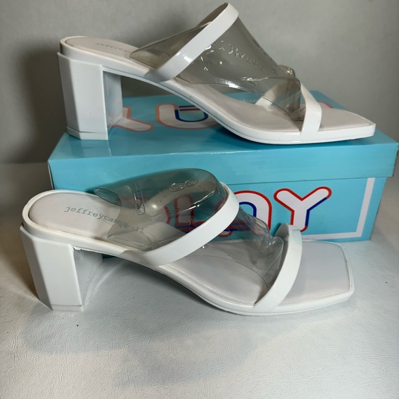 Jeffrey Campbell Jamm-3 Heeled Sandal in white Shiny casual summer comfy style - Picture 5 of 7